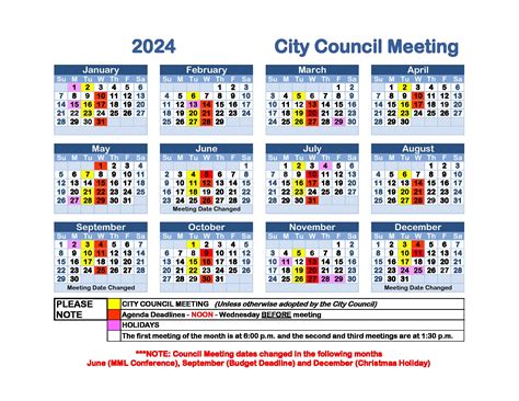 city council calendar